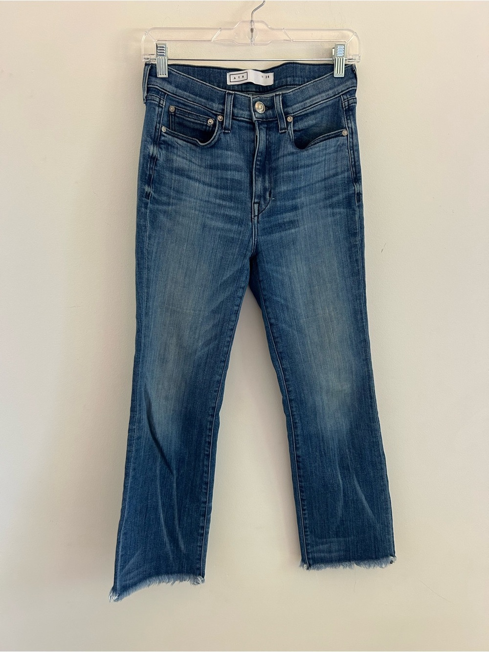 AYR Denim Cropped Straight Jeans in Blue Fade